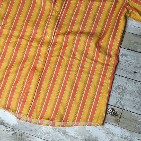 Paul Smith London orange green yellow vertical stripe button down 70's look - Picture 2 of 5